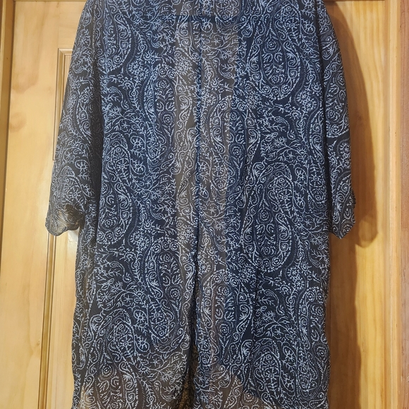 🖤Chic Black and White Paisley Women's Kimino Sheer XL - Picture 3 of 5